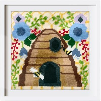 Trimits Kit per ricamo a mezzo punto/arazzo Motivo alveare su tela stampata a 12 punti (21,3 x 21,3 cm) con filati, ago, schema colori e istruzioni Trimits Kit per ricamo a mezzo punto/arazzo Motivo alveare su tela stampata a 12 punti (21,3 x 21,3 cm) con filati, ago, schema colori e istruzioni