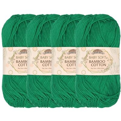 BambooMN JubileeYarn Baby Gomitolo di filato di cotone di bambù, 50 g, aghi di pino, 4 matasse BambooMN JubileeYarn Baby Gomitolo di filato di cotone di bambù, 50 g, aghi di pino, 4 matasse