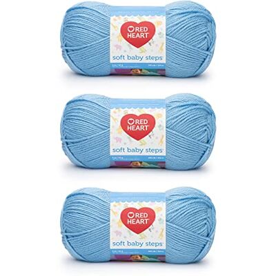 Red Heart Soft Baby Steps Gomitolo di filato per bambini, confezione da 3 pezzi, 141 g, acrilico, 4 medi (pettinati), 250 m, per lavori a maglia, uncinetto e artigianato Red Heart Soft Baby Steps Gomitolo di filato per bambini, confezione da 3 pezzi, 141 g, acrilico, 4 medi (pettinati), 250 m, per lavori a maglia, uncinetto e artigianato