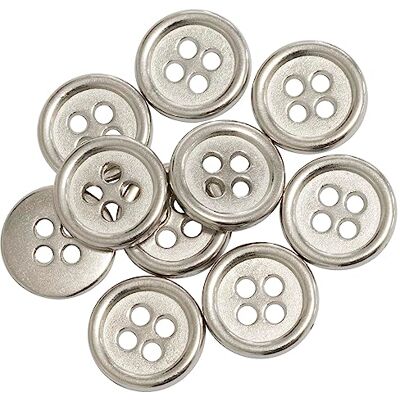 Aerzetix C65711 Set di 10 Bottoni per cucire rotondi Ø12.5x2mm con 4 fori 20L L20 colore: argento apertura 1.9mm in metallo sartoria merceria cucito abbigliamento moda decorazione ago filo Aerzetix C65711 Set di 10 Bottoni per cucire rotondi Ø12.5x2mm con 4 fori 20L L20 colore: argento apertura 1.9mm in metallo sartoria merceria cucito abbigliamento moda decorazione ago filo