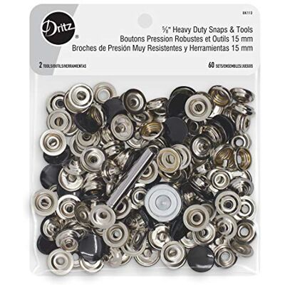 Dritz Heavy Duty Snaps 1,6 cm nero include bottoni a pressione e strumenti di fissaggio, 1,6 cm, 60 set Dritz Heavy Duty Snaps 1,6 cm nero include bottoni a pressione e strumenti di fissaggio, 1,6 cm, 60 set
