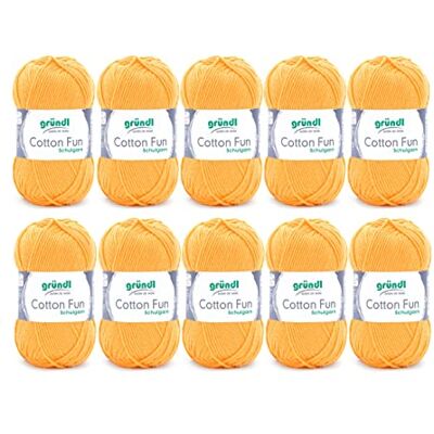 Gründl Lana Cotton Fun Filato uncinetto 10 gomitoli da 50 g, Mais Gründl Lana Cotton Fun Filato uncinetto 10 gomitoli da 50 g, Mais