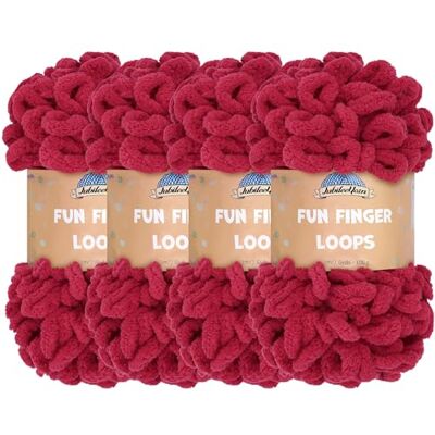 BambooMN JubileeYarn Fun Finger Loops Filato – Poliestere Jumbo Weight Loop Yarn – 100 g/matassa – Sangre – 4 matasse BambooMN JubileeYarn Fun Finger Loops Filato – Poliestere Jumbo Weight Loop Yarn – 100 g/matassa – Sangre – 4 matasse
