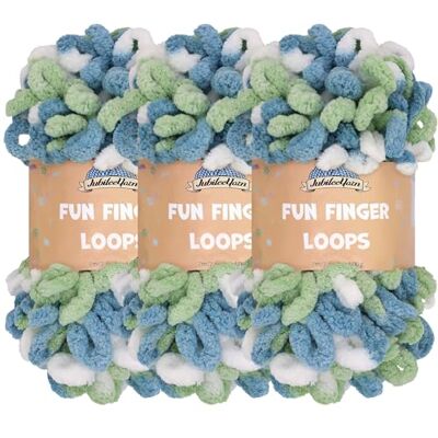 BambooMN JubileeYarn Fun Finger Loops Yarn Filato in poliestere Jumbo 100 g/matassa Multicolore Blu Verde 3 matasse BambooMN JubileeYarn Fun Finger Loops Yarn Filato in poliestere Jumbo 100 g/matassa Multicolore Blu Verde 3 matasse
