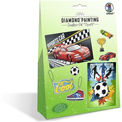 URSUS Diamond Painting Creative Set Sports per Bambini, per Creare Quadri, ciondoli e Adesivi con Diamanti URSUS Diamond Painting Creative Set Sports per Bambini, per Creare Quadri, ciondoli e Adesivi con Diamanti