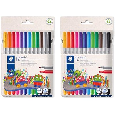 Staedtler Noris Club Set di pennarelli a doppia punta – 24 pennarelli con due punte – Lavabili e resistenti alla pressione – Set creativo per bambini e appassionati, in due astucci da 12 colori Staedtler Noris Club Set di pennarelli a doppia punta – 24 pennarelli con due punte – Lavabili e resistenti alla pressione – Set creativo per bambini e appassionati, in due astucci da 12 colori