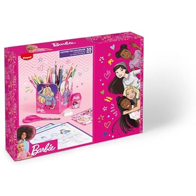 Maped Cofanetto regalo da colorare Barbie Matite, pennarelli, temperamatite, forbici 13 cm, gomma, stickers, barattolo per matite Licenza Barbie ufficiale Maped Cofanetto regalo da colorare Barbie Matite, pennarelli, temperamatite, forbici 13 cm, gomma, stickers, barattolo per matite Licenza Barbie ufficiale