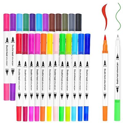 Skaaisont Brush Pen Lettering Pennarelli Punta Fine, 24 Colori Penne Colorate Pennarelli Doppia Punta per Adulti Bambini Disegnare, Scarabocchiare, Schizzi, Colorare Skaaisont Brush Pen Lettering Pennarelli Punta Fine, 24 Colori Penne Colorate Pennarelli Doppia Punta per Adulti Bambini Disegnare, Scarabocchiare, Schizzi, Colorare