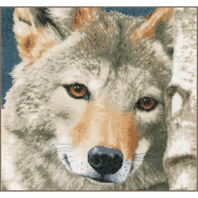 Lanarte Kit Ricamo a Punto Croce Lupo - Cotone, Multicolore, 35x35 cm Lanarte Kit Ricamo a Punto Croce Lupo - Cotone, Multicolore, 35x35 cm