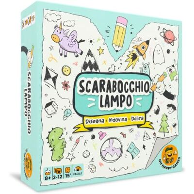 Oh Happy Games Scarabocchio Lampo – Party Game di Disegno – 2-12 giocatori da 8 anni Party game di disegno: si disegna tutti insieme, nessuno aspetta il turno – 30 lavagnette cancellabili, 800 parole, 15 min Oh Happy Games Scarabocchio Lampo – Party Game di Disegno – 2-12 giocatori da 8 anni Party game di disegno: si disegna tutti insieme, nessuno aspetta il turno – 30 lavagnette cancellabili, 800 parole, 15 min