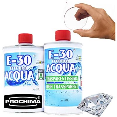 PROCHIMA RESINA EPOSSIDICA TRASPARENTE, E-30 Effetto Acqua A+B, Certificata Atossica, 800 GR PROCHIMA RESINA EPOSSIDICA TRASPARENTE, E-30 Effetto Acqua A+B, Certificata Atossica, 800 GR