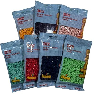 Hama Perline Perline da stirare con circa 7000 perline Midi, diametro 5 mm, in 7 colori alla moda, per bambini dai 5 anni in su Hama Perline Perline da stirare con circa 7000 perline Midi, diametro 5 mm, in 7 colori alla moda, per bambini dai 5 anni in su