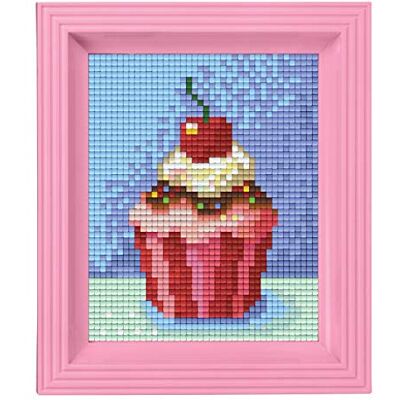 Pracht Creatives Hobby Pixel Cupcake a mosaico, immagine pixel con cornice, sistema a innesto molto semplice, senza stirare o incollare, sassolini in bioplastica Pracht Creatives Hobby Pixel Cupcake a mosaico, immagine pixel con cornice, sistema a innesto molto semplice, senza stirare o incollare, sassolini in bioplastica