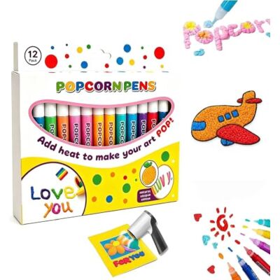 JINDANCL Popcorn Pens Set di 12 penne 3D con 12 colori Matite per popcorn attivate dal calore, Decorare Graffiti Cancelleria per Biglietti di Compleanno di Natale, Funziona su diverse superfici per JINDANCL Popcorn Pens Set di 12 penne 3D con 12 colori Matite per popcorn attivate dal calore, Decorare Graffiti Cancelleria per Biglietti di Compleanno di Natale, Funziona su diverse superfici per