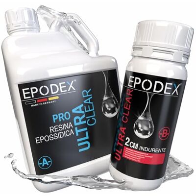EPODEX Resina Epossidica PRO 2cm, CLEAR Transparent, 1,5kg Resina epossidica trasparente kit è cristallina, per arte in resina, doming, gioielli e piccoli stampi o colate EPODEX Resina Epossidica PRO 2cm, CLEAR Transparent, 1,5kg Resina epossidica trasparente kit è cristallina, per arte in resina, doming, gioielli e piccoli stampi o colate