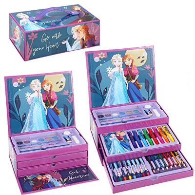 Disney Frozen Kids 52pc Coloring Art Stationery Set con acquerello, pennarelli, pastelli e matite, set da viaggio per bambini, 13,27 g (confezione da 52) (0000563356) Disney Frozen Kids 52pc Coloring Art Stationery Set con acquerello, pennarelli, pastelli e matite, set da viaggio per bambini, 13,27 g (confezione da 52) (0000563356)