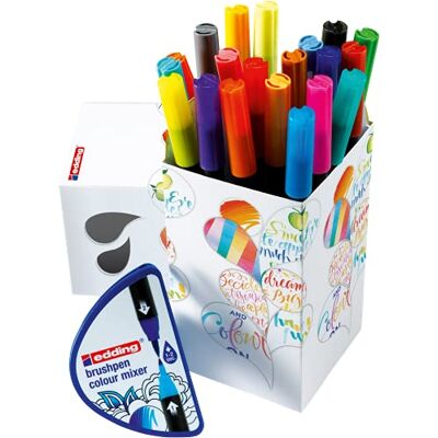 Edding Colour Happy Big Box, Set da 20 + 1 Color Mixer, Punta Flessibile, per Colorare, Scrivere e Disegnare, Bullet Journals, Lettering, Mandala, Calligrafia Edding Colour Happy Big Box, Set da 20 + 1 Color Mixer, Punta Flessibile, per Colorare, Scrivere e Disegnare, Bullet Journals, Lettering, Mandala, Calligrafia