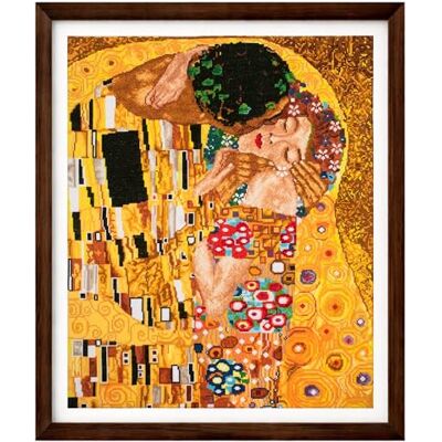 Trimits Kit per punto croce extra large stampato Il Bacio (Klimt) su tela Aida 14 count (51 x 62 cm) con fili, ago, schema a colori e istruzioni Ottimo per migliorare la tecnica. Trimits Kit per punto croce extra large stampato Il Bacio (Klimt) su tela Aida 14 count (51 x 62 cm) con fili, ago, schema a colori e istruzioni Ottimo per migliorare la tecnica.