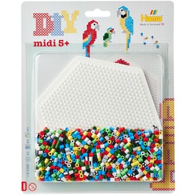 Hama – Blister Perle da Stirare Pappagallo – 1100 Perline Midi 5 mm – Piastra Esagonale, Modelli e Carta – Tempo Libero Creativo per Bambini dai 5 Anni Hama – Blister Perle da Stirare Pappagallo – 1100 Perline Midi 5 mm – Piastra Esagonale, Modelli e Carta – Tempo Libero Creativo per Bambini dai 5 Anni