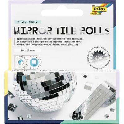 folia Rotoli di tessere a specchio SILVER SIZE M, 2 rotoli da 4 cm x 1 m, mosaico a specchio in argento, 800 tessere a specchio in vetro ciascuna 10 x 10 mm, autoadesive, per decorare folia Rotoli di tessere a specchio SILVER SIZE M, 2 rotoli da 4 cm x 1 m, mosaico a specchio in argento, 800 tessere a specchio in vetro ciascuna 10 x 10 mm, autoadesive, per decorare