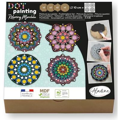 Aladine Kit Mandala in Dot Painting Cofanetto 4 stencil Mandala & Strumenti Dot Painting Aladine Kit Mandala in Dot Painting Cofanetto 4 stencil Mandala & Strumenti Dot Painting