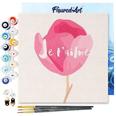 ART Mini Dipingere con i Numeri 20x20cm con Telaio Paint by Numbers Je T'aime, Passatempo per Adulti, Kit Completo, Hobby Creativi Quadri fai da te Tela Già Incorniciata ART Mini Dipingere con i Numeri 20x20cm con Telaio Paint by Numbers Je T'aime, Passatempo per Adulti, Kit Completo, Hobby Creativi Quadri fai da te Tela Già Incorniciata