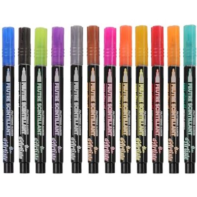 MAIN D'ARTISTE 12 Pennarelli a Alcool con Riflessi Metallici Hobby Creativo Brillante 12 Colori Attività Manuali Arte Creativa Adulti Bambini Colorazione DIY MAIN D'ARTISTE 12 Pennarelli a Alcool con Riflessi Metallici Hobby Creativo Brillante 12 Colori Attività Manuali Arte Creativa Adulti Bambini Colorazione DIY