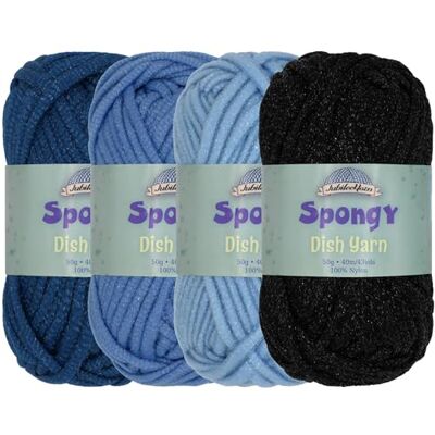BambooMN JubileeYarn Gomitolo di filato spugnoso in nylon pettinato, 50 g/matassa, sfumature di blu, 4 matasse BambooMN JubileeYarn Gomitolo di filato spugnoso in nylon pettinato, 50 g/matassa, sfumature di blu, 4 matasse