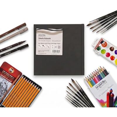 Seawhite Black Cloth Hardback Artists Sketchbook 140gsm Square 140x140 by Seawhite Black Cloth Hardback Artists Sketchbook 140gsm Square 140x140 by