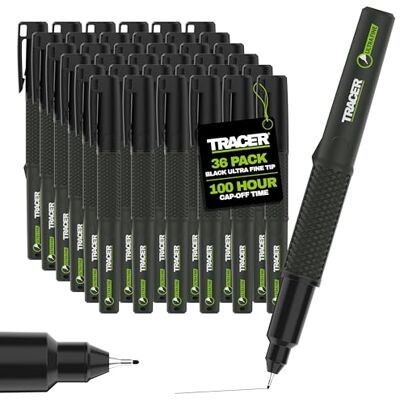 Tracer Pennarelli indelebili neri a punta ultra fine 2.0 x 36-100 ore, tempo di chiusura ermetica, asciugatura rapida, 36 pezzi Tracer Pennarelli indelebili neri a punta ultra fine 2.0 x 36-100 ore, tempo di chiusura ermetica, asciugatura rapida, 36 pezzi