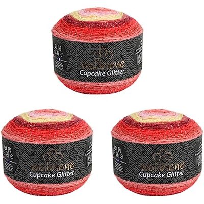 Wollbiene Cupcake Glitter Simli, 3 gomitoli di lana da 150 g, 450 g, per lavorare a maglia e all'uncinetto, lana turca, colori sfumati (1910, rosso e giallo) Wollbiene Cupcake Glitter Simli, 3 gomitoli di lana da 150 g, 450 g, per lavorare a maglia e all'uncinetto, lana turca, colori sfumati (1910, rosso e giallo)