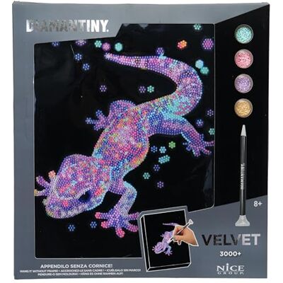 DIAMANTINY Level Up Gecko Quadro Gecko con Sfondo di Velluto DIAMANTINY Level Up Gecko Quadro Gecko con Sfondo di Velluto