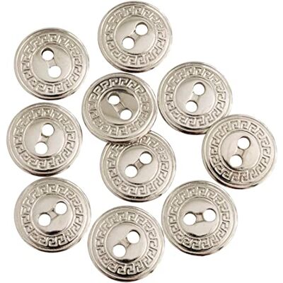Aerzetix C65519 Set di 10 Bottoni per cucire metallici Ø15mm con 2 fori apertura 2.4mm colore argento merceria cucito vestiti artigianato jeans Aerzetix C65519 Set di 10 Bottoni per cucire metallici Ø15mm con 2 fori apertura 2.4mm colore argento merceria cucito vestiti artigianato jeans