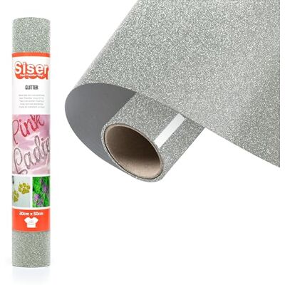 SISER ® Glitter Grigio Silver, 30cm x 0,5mt, Vinile Termotrasferibile Termoadesivo Glitterato per la Personalizzazione dei Tessuti, Abbigliamento e Accessori, Hobby Creativi, Facile da Tagliare SISER ® Glitter Grigio Silver, 30cm x 0,5mt, Vinile Termotrasferibile Termoadesivo Glitterato per la Personalizzazione dei Tessuti, Abbigliamento e Accessori, Hobby Creativi, Facile da Tagliare