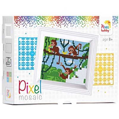 Pracht Creatives Hobby Pixel Scimmia da regalo a mosaico, immagine pixel con cornice, sistema a innesto facile, senza stirare o incollare, sassolini in bioplastica Pracht Creatives Hobby Pixel Scimmia da regalo a mosaico, immagine pixel con cornice, sistema a innesto facile, senza stirare o incollare, sassolini in bioplastica