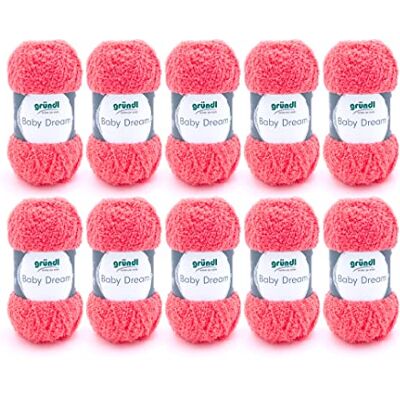 Gründl Lana Baby Dream (morbido filato per maglia e uncinetto in 100% poliestere, 50 g/136 m, spessore ferri: 5-6, 10 x 50 g), lampone Gründl Lana Baby Dream (morbido filato per maglia e uncinetto in 100% poliestere, 50 g/136 m, spessore ferri: 5-6, 10 x 50 g), lampone