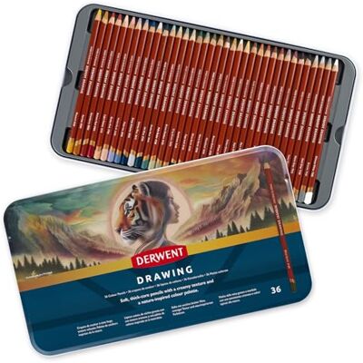 Derwent Matite da disegno, set da 36 matite colorate in scatola di latta, pastelli con punta resistente rotonda da 5 mm, mina con pigmenti cremosi per disegni artistici, qualità professionale, Derwent Matite da disegno, set da 36 matite colorate in scatola di latta, pastelli con punta resistente rotonda da 5 mm, mina con pigmenti cremosi per disegni artistici, qualità professionale,