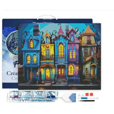 Diamond Painting con telaio Art 5D kit completo 40x50cm Tela già Incorniciata Diamonds Quadrati Case Gotiche Colorate Pittura Diamante Attività Creativa per Adulti Diamond Painting con telaio Art 5D kit completo 40x50cm Tela già Incorniciata Diamonds Quadrati Case Gotiche Colorate Pittura Diamante Attività Creativa per Adulti