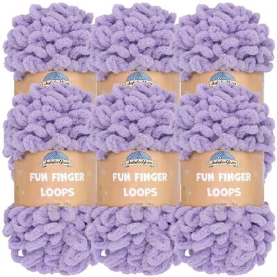 BambooMN JubileeYarn Fun Finger Loops Filato in poliestere Jumbo Weight Loop 100 g/matassa viola 6 matasse BambooMN JubileeYarn Fun Finger Loops Filato in poliestere Jumbo Weight Loop 100 g/matassa viola 6 matasse