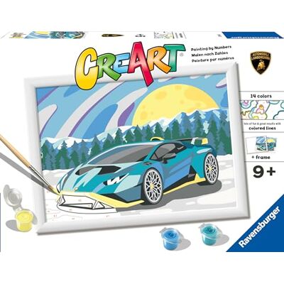 Ravensburger CreArt: Lamborghini – Dipingere con i Numeri per Bambini 9+ Anni, Kit Pittura con Tavole, Cornice, Pennello e Colori Inclusi, 25 x 18,30 cm, Idee Regalo Ravensburger CreArt: Lamborghini – Dipingere con i Numeri per Bambini 9+ Anni, Kit Pittura con Tavole, Cornice, Pennello e Colori Inclusi, 25 x 18,30 cm, Idee Regalo