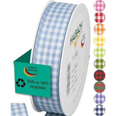 Halbach Nastro di seta di alta qualità, motivo a quadretti, colore blu chiaro, larghezza 25 mm, lunghezza 25 m, prodotto in Germania, in diversi colori Halbach Nastro di seta di alta qualità, motivo a quadretti, colore blu chiaro, larghezza 25 mm, lunghezza 25 m, prodotto in Germania, in diversi colori