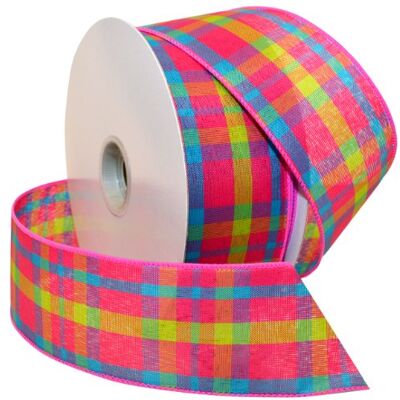 Morex Color Chic Plaid Nastro di Tessuto, 2 1/2-inch da 45,7 m Bobina Shocking Pink/Turquoise Morex Color Chic Plaid Nastro di Tessuto, 2 1/2-inch da 45,7 m Bobina Shocking Pink/Turquoise