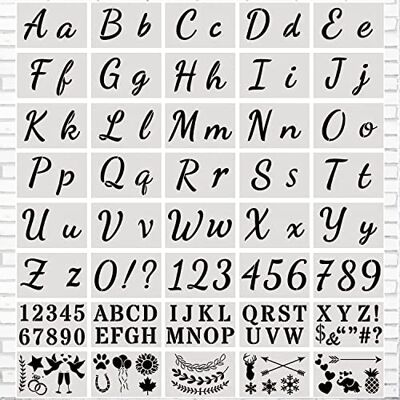 GMMG Stencil Lettere Stencil alfabeto 40 Pezzi Art Letter Stencil con Caratteri Calligrafici Lettere Maiuscole e Minuscole Numeri e Segni GMMG Stencil Lettere Stencil alfabeto 40 Pezzi Art Letter Stencil con Caratteri Calligrafici Lettere Maiuscole e Minuscole Numeri e Segni