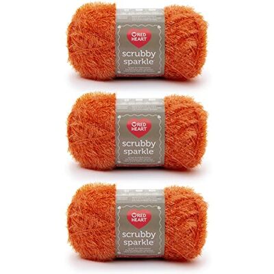 Red Heart Scrubby Sparkle Filati luccicanti, confezione da 3, colore: arancione Red Heart Scrubby Sparkle Filati luccicanti, confezione da 3, colore: arancione