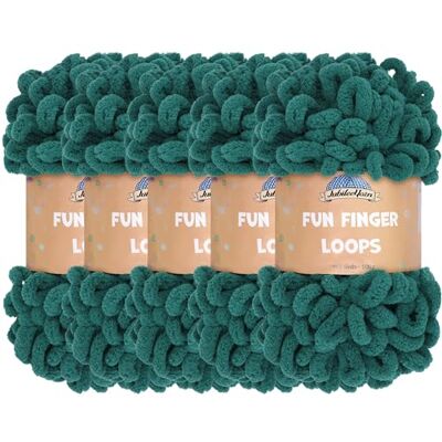 BambooMN JubileeYarn Fun Finger Loops Yarn – Filato in poliestere Jumbo – 100 g/matassa – giada – 5 matasse BambooMN JubileeYarn Fun Finger Loops Yarn – Filato in poliestere Jumbo – 100 g/matassa – giada – 5 matasse