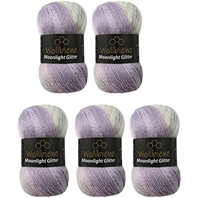 Wollbiene Moonlight Glitter Batik Simli 5 Gomitoli da 100 g, 500 g Totali per Lavori a Maglia e Uncinetto 20% Lana Metallica Turca Sfumata (2700 Grigio Rosa) Wollbiene Moonlight Glitter Batik Simli 5 Gomitoli da 100 g, 500 g Totali per Lavori a Maglia e Uncinetto 20% Lana Metallica Turca Sfumata (2700 Grigio Rosa)