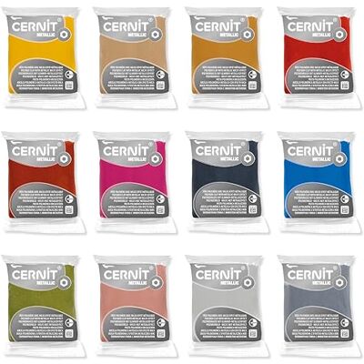 Cernit C Confezione da 12 colori di pasta polimerica Metallic, 12 panini da 56 g, tonalità classiche Cernit C Confezione da 12 colori di pasta polimerica Metallic, 12 panini da 56 g, tonalità classiche