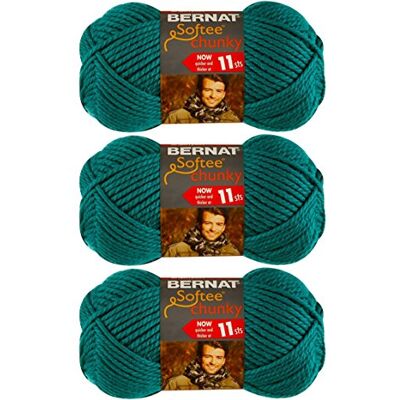 Bernat Softee Chunky Yarn Bundle super bulky # 6, 3 matasse smeraldo 28200 Bernat Softee Chunky Yarn Bundle super bulky # 6, 3 matasse smeraldo 28200