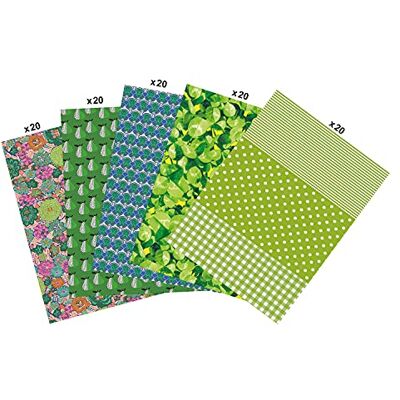 décopatch Decopatch Maxi pack da 100 fogli 30x40 cm motivi assortiti (5 fantasie x 20 volte), Verde décopatch Decopatch Maxi pack da 100 fogli 30x40 cm motivi assortiti (5 fantasie x 20 volte), Verde