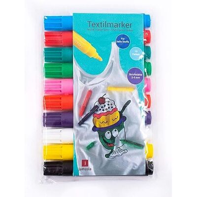Jamasia Set di pennarelli per tessuti, 2 confezioni da 10 pezzi, per dipingere tessuto, 20 pennarelli in tessuto, con tratto da 2 a 5 mm, 20 pennarelli per tessuti in 10 diversi colori Jamasia Set di pennarelli per tessuti, 2 confezioni da 10 pezzi, per dipingere tessuto, 20 pennarelli in tessuto, con tratto da 2 a 5 mm, 20 pennarelli per tessuti in 10 diversi colori